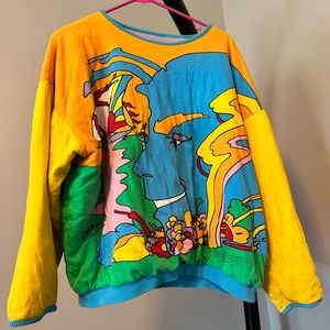 1989 Peter Max Neo Max Signature Collection Mystic Sailing Double Sided Sweater